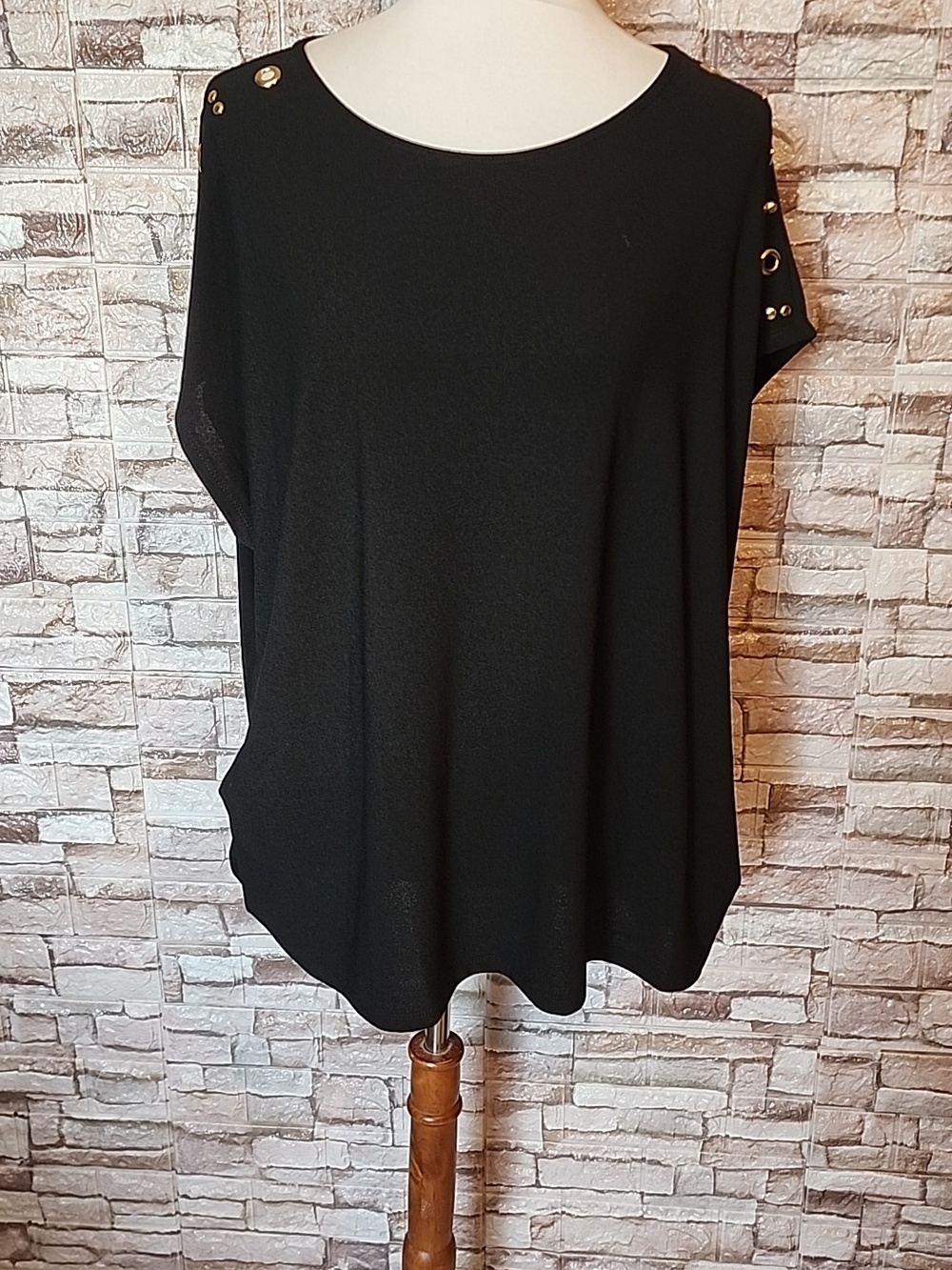 Love Scarlett Black Blouse with Gold Accents